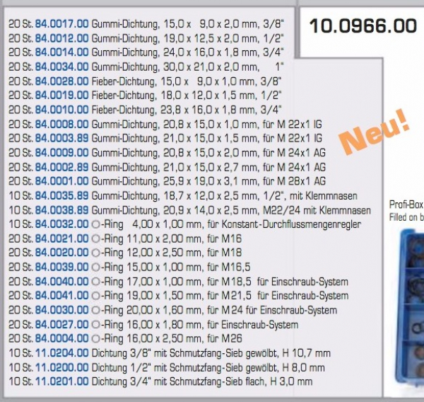 Service Box PROFI Dichtung und O-Ring | 461-teilig